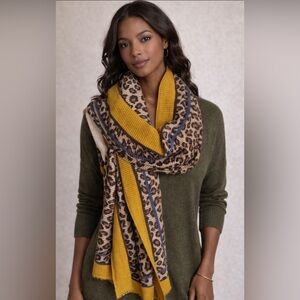 Animal Print Scarf Long Brown Tan Yellow Neck Warmer